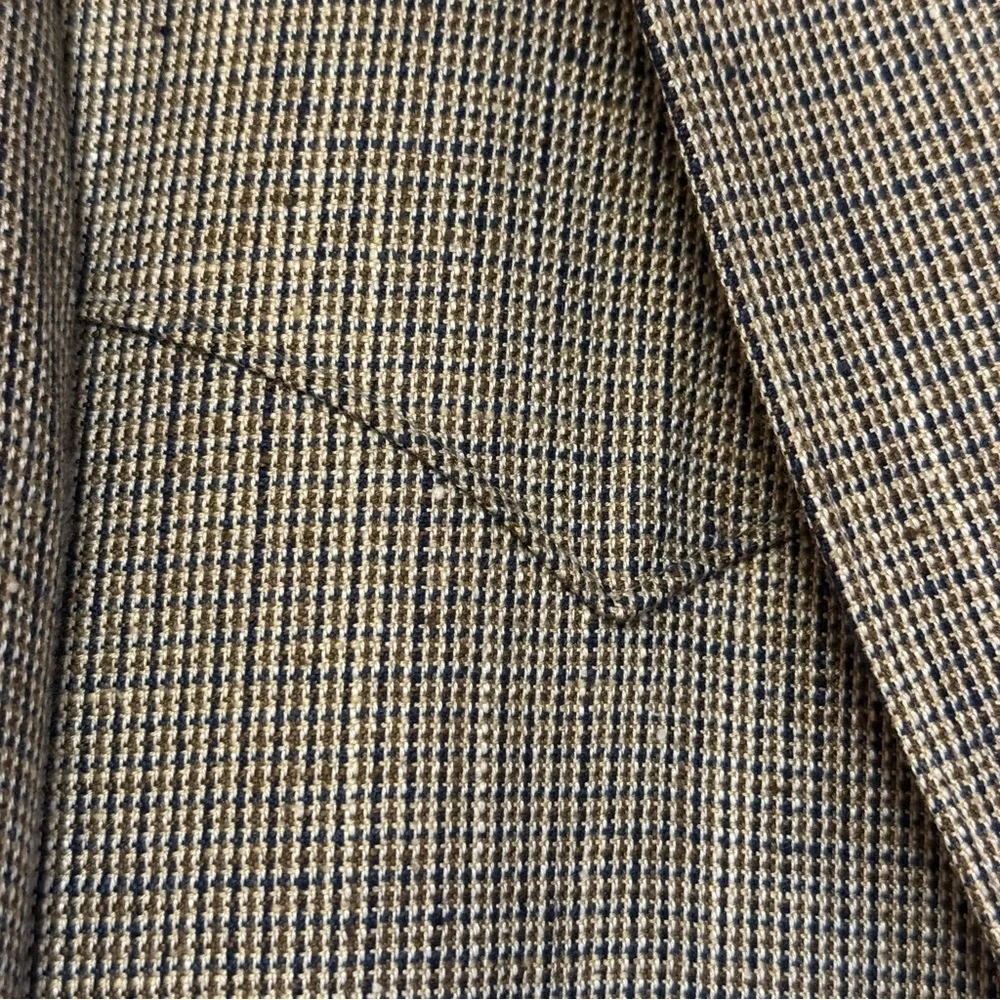 Warren Sewell Men Brown Blue Houndstooth Vintage Blazer 46R USA